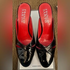 Franco Sarto Black and Red Patent Leather Heels
